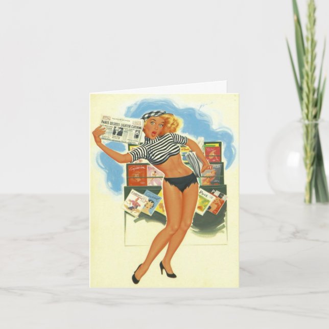 Newsflash,  Vintage Pinup Birthday Card (Front)