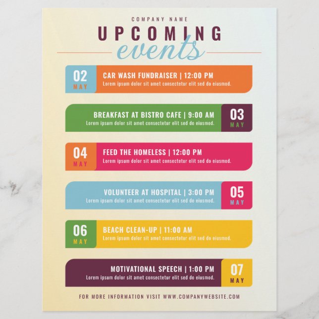 Newsletter Calendar Schedule Event Dates Flyer  (Front)