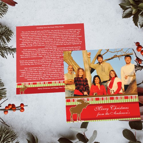 Newsletter on Back Moose Christmas Card