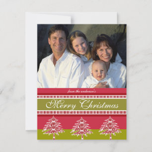 Newsletter on Back Red Damask Tree Christmas Card