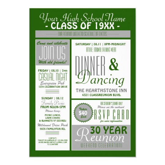 Newsletter Style High School Reunion Invitation Zazzle