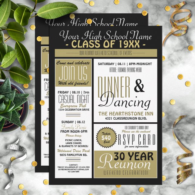 Newsletter Style High School Reunion Invitation (Creator Uploaded)