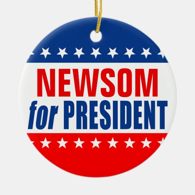 "NEWSOM for PRESIDENT" Ceramic Ornament (Front)