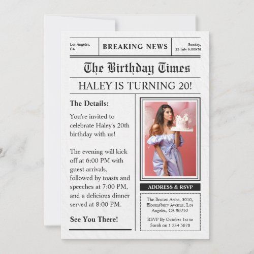 Newspaper 20th Birthday Funny Magazine Cover Photo