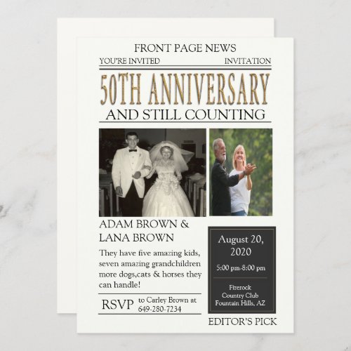 Newspaper 50th Anniversary Celebration Invitation