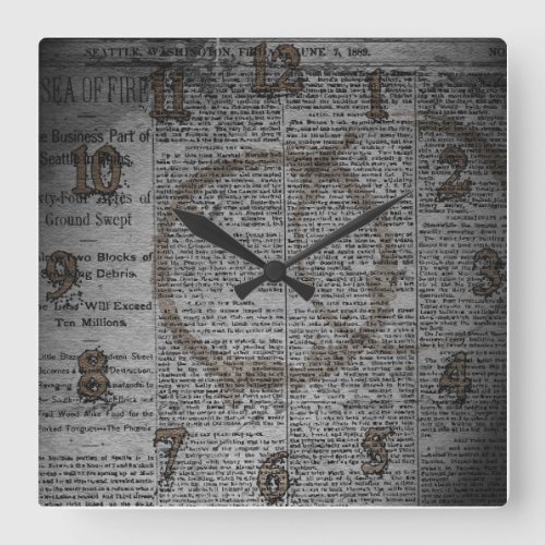 Newspaper and Coffee Stains Wall Clock