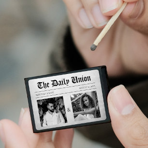 Newspaper Article Photo Wedding Favor Matchboxes