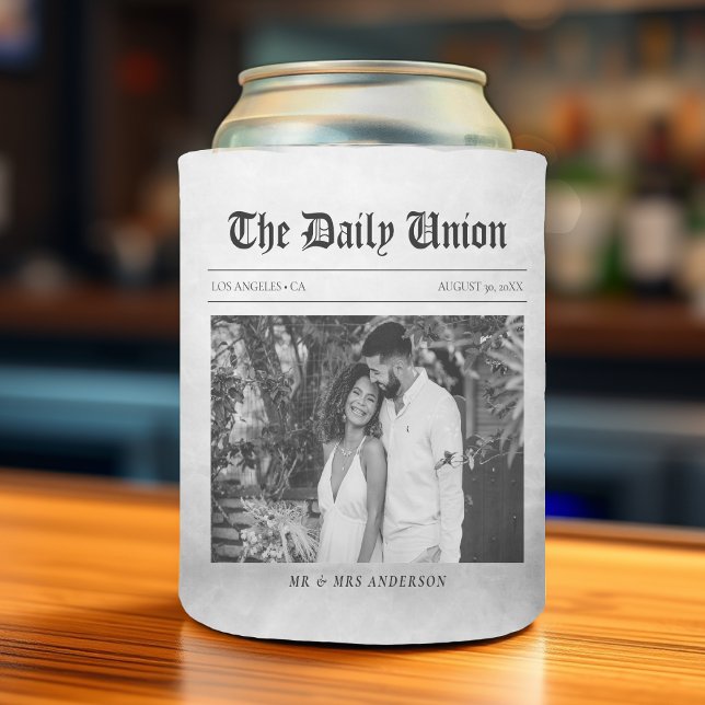 Newspaper Article Wedding Can Cooler (Creator Uploaded)