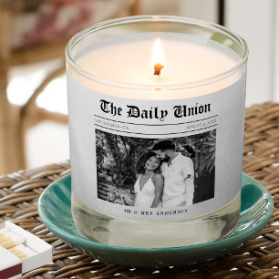 Newspaper Article Wedding Favor Scented Candle