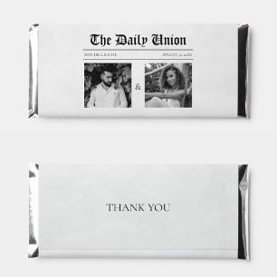 Newspaper Article Wedding Hershey Bar Favors