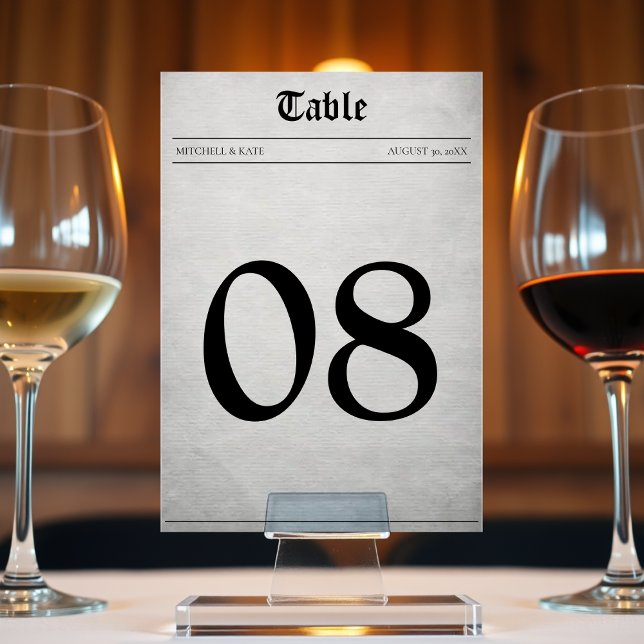 Newspaper Article Wedding Reception Table Number (Creator Uploaded)