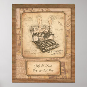 Newspaper Author / Columnist. Vintage Art. Gift Poster