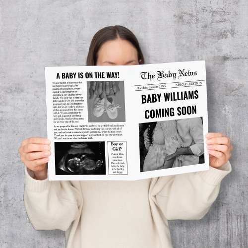 Newspaper Baby Coming Soon Pregnancy Announcement
