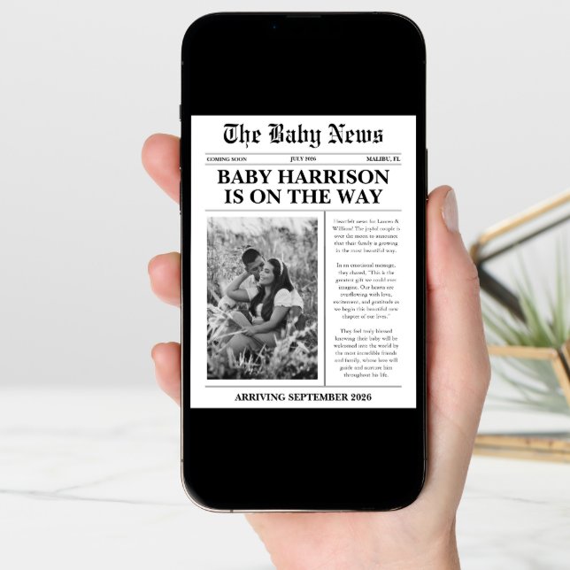 Newspaper Baby Reveal Pregnancy Announcement (Front Digital)