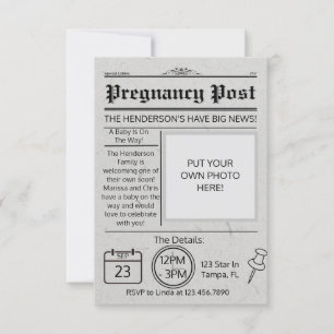 Newspaper Baby Shower Announcement Invite