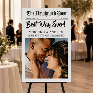 Newspaper Best Day Ever Wedding Welcome Sign