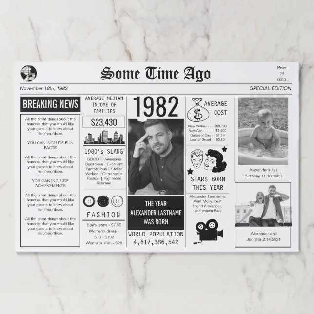 Newspaper Birthday Large Tearaway Paper Pad (Front)