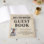 Newspaper Birthday News Funny Humorous Men 70th Guest Book<br><div class="desc">Celebrate a milestone birthday in style with this vintage newspaper birthday party personalized guest book — the perfect choice for a 70th birthday party for men! Designed with a classic newspaper layout featuring a bold headline, photo frame, and a message for guests, this design brings personality and charm to any...</div>