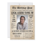 Newspaper Birthday News Funny Humorous Men 70th