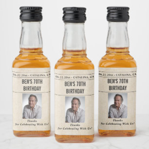 Newspaper Birthday News Funny Humorous Men 70th Liquor Bottle Label