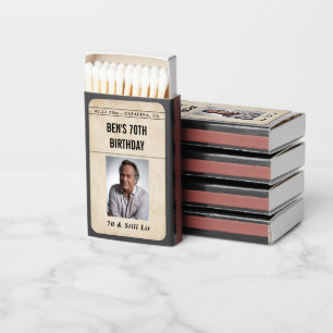 Newspaper Birthday News Funny Humorous Men 70th Matchboxes