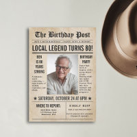Newspaper Birthday News Funny Humorous Men 80th