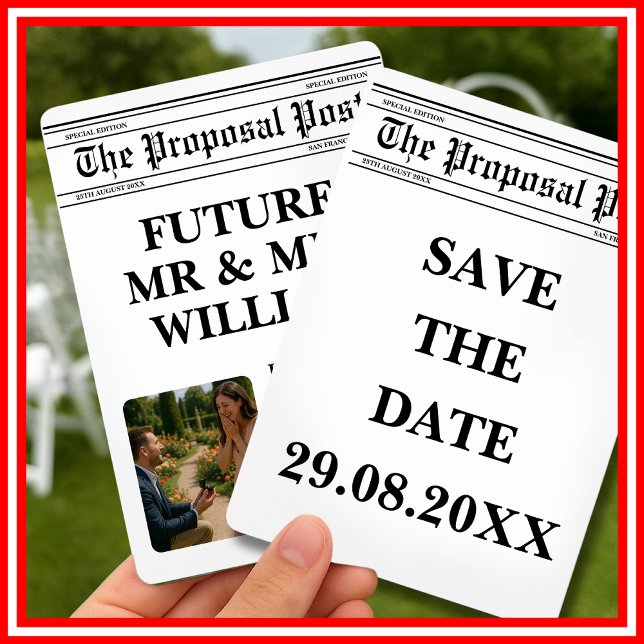 Newspaper Black and White Fun Photo Save The Date Invitation (Creator Uploaded)