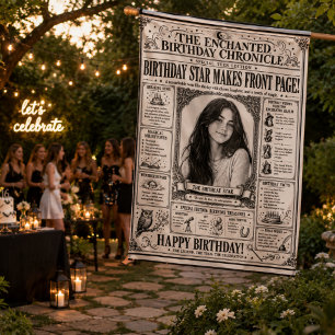 Newspaper Black & White Teen Girl Birthday Photo House Flag