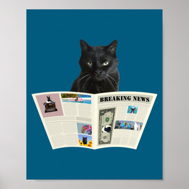 Newspaper Breaking News Black Cat Au Journal _1  Poster (Front)