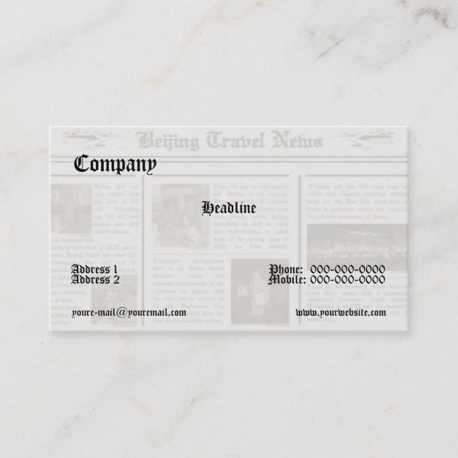 Newspaper Business Card (Front)