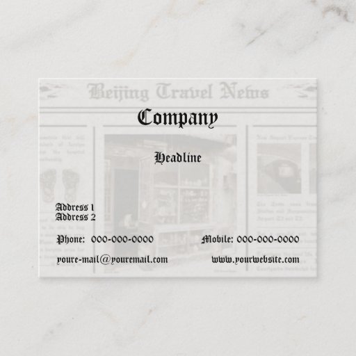 Customizable Newspaper Business Card