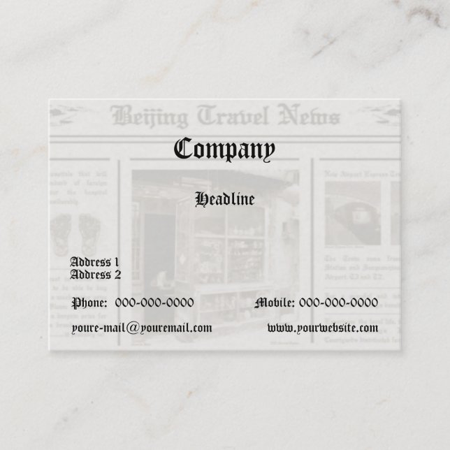 Newspaper Business Card (Front)