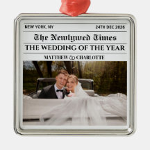 Newspaper Christmas Couple Newlywed Photo First