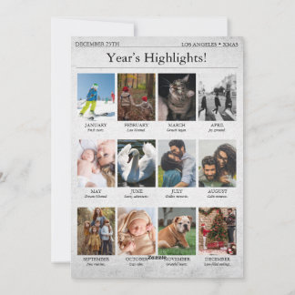 Newspaper Christmas Newsletter Year in Review Holiday Card