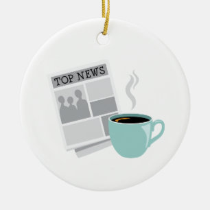 Newspaper & Coffee Ceramic Ornament