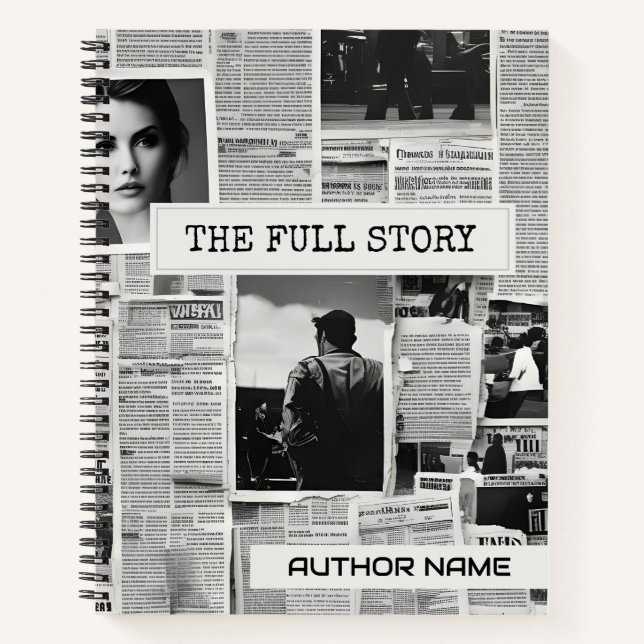 Newspaper Collage Book Cover Inspiration Notebook (Front)