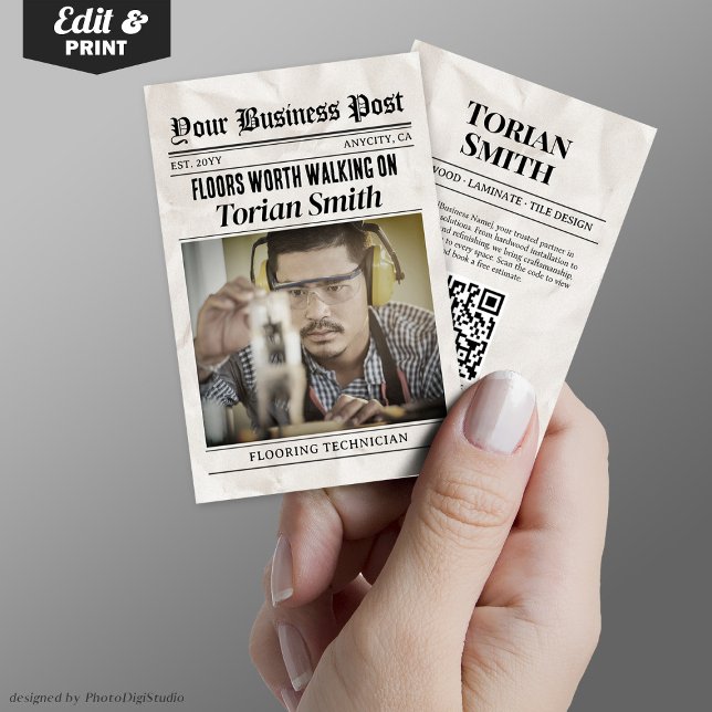 Newspaper Contact Flooring & Tile Contractor Calling Card (Newspaper Contact Flooring & Tile Contractor Calling Card)
