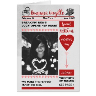 Newspaper cover special edition Valentine's Day Card