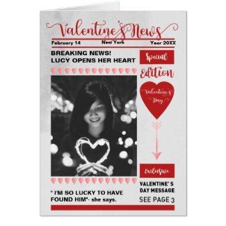 Newspaper cover special edition Valentine's Day Card