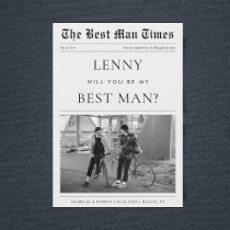 Newspaper Custom Photo Unique Best Man Proposal Invitation