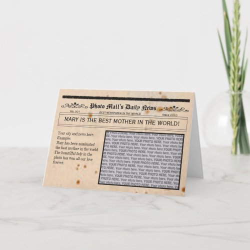 Newspaper Customizable Greeting Card frame