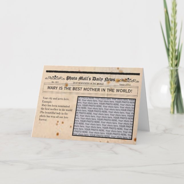 Newspaper Customizable Greeting Card frame (Front)