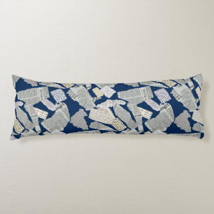 Newspaper Cutting Pattern 01x4.b DBlue Body Pillow