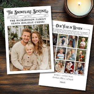 Newspaper Family Year in Review Photo Christmas Holiday Card