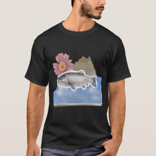 Newspaper Fish Botanical Collage T-Shirt