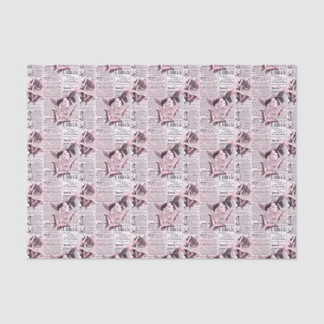 Newspaper Floral Butterfly Tissue Paper (Front)