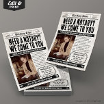 Newspaper Flyer, Retro Mobile Notary Services  Flyer<br><div class="desc">Promote your mobile notary services with this professional and easy-to-customize flyer. Perfect for certified notaries on the go,  this design highlights your flexibility,  certification,  and contact info,  making it simple for clients to schedule appointments at their convenience. Ideal for real estate closings,  legal documents,  and power of attorney notarizations.</div>