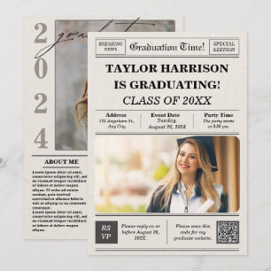 Newspaper Front Page Class of 2026 Bold Invitation