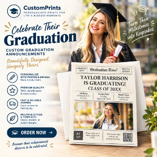 Newspaper Front Page Class of 2027 Bold Invitation