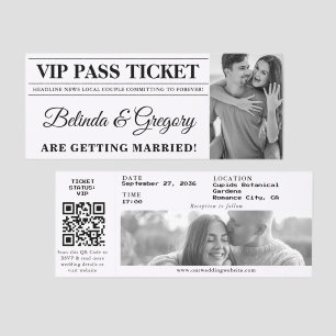 Newspaper Fun VIP Access Ticket Wedding Invitation